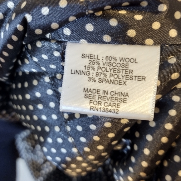 ModCloth women's wool blend navy blue button down trench coat casual sz L - Picture 4 of 8